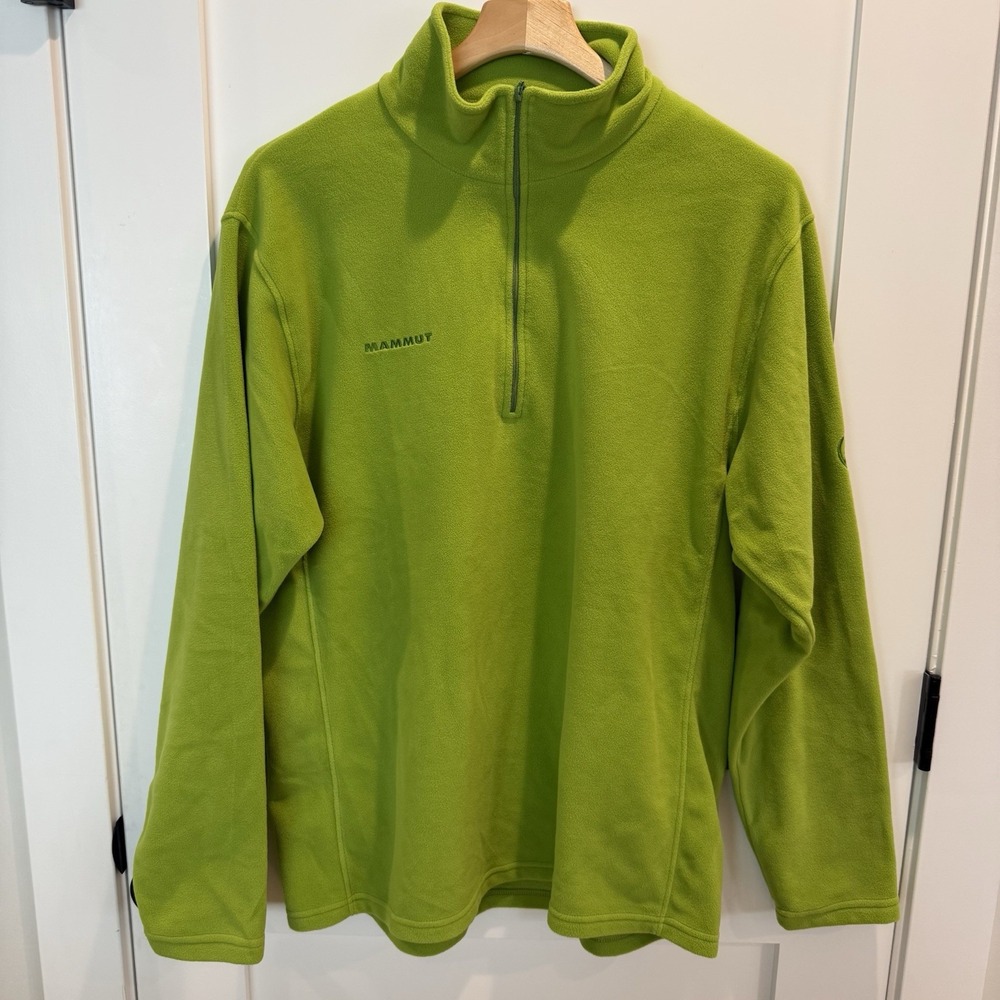 Mammut Men's XL Lime Green Fleece Quarter Zip Pullover Outdoor Gorpcore